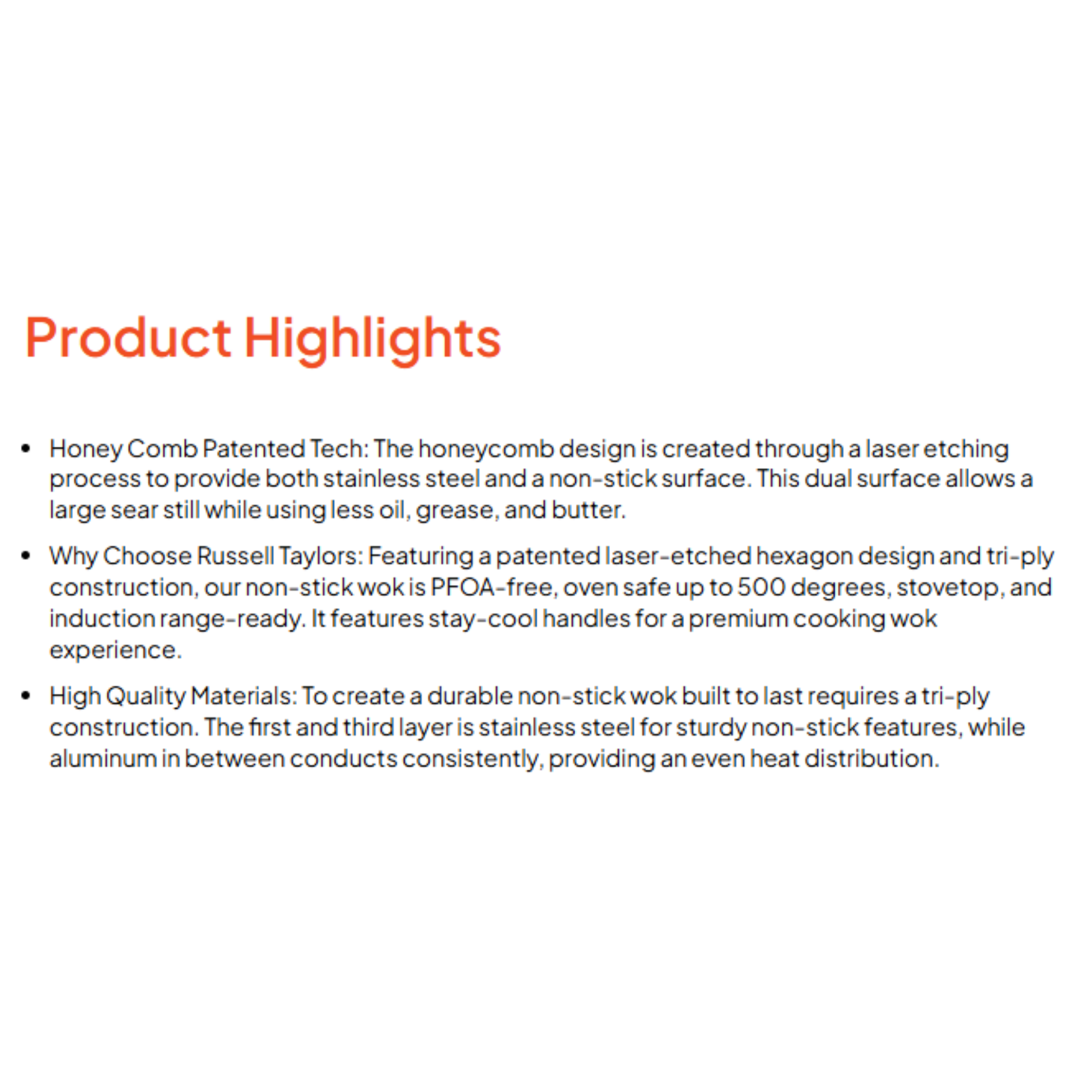 Russell Taylors 30cm Honeycomb Wok (NSW-30)