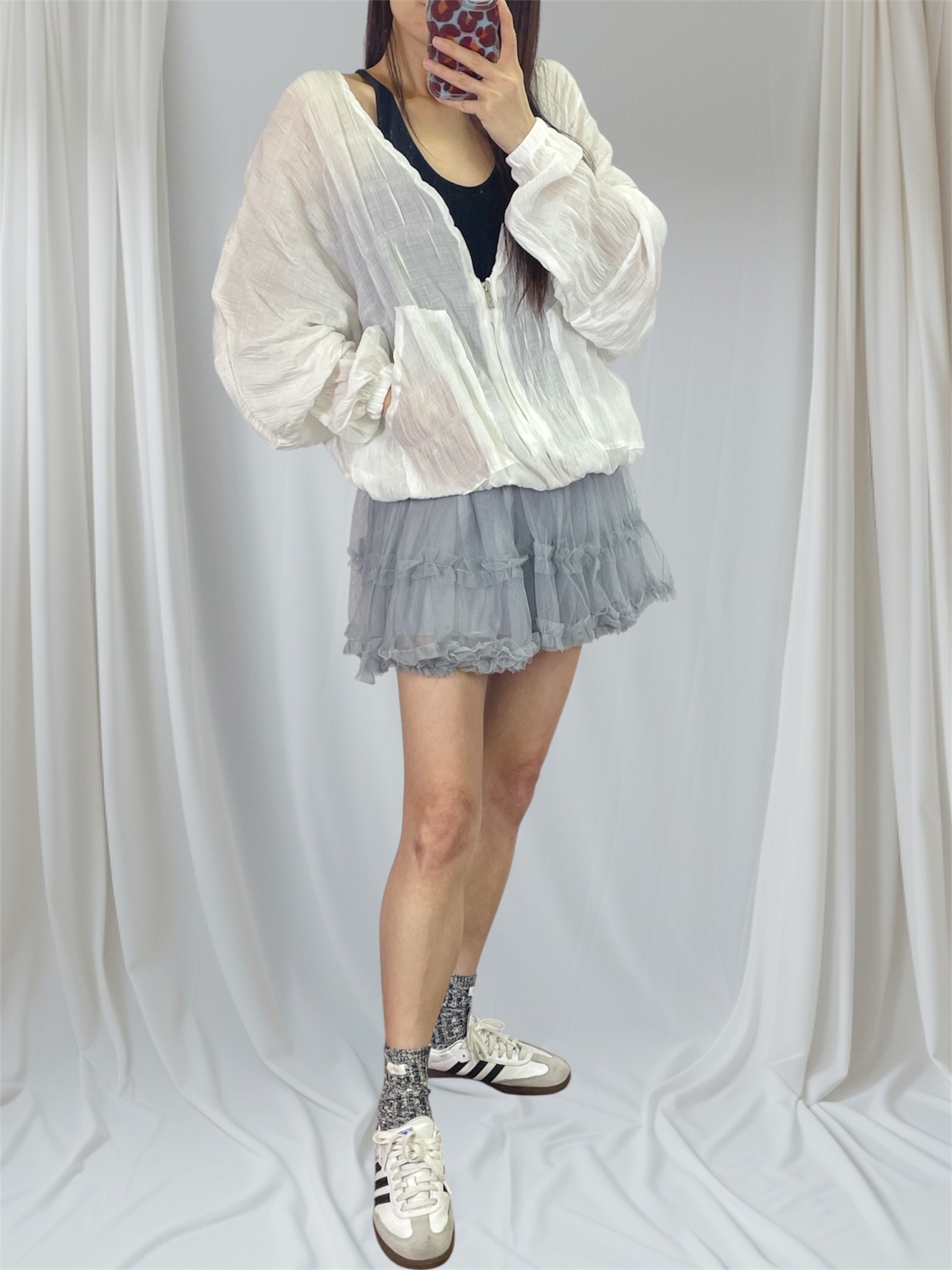 K5550 縐紋雪紡束腳外套