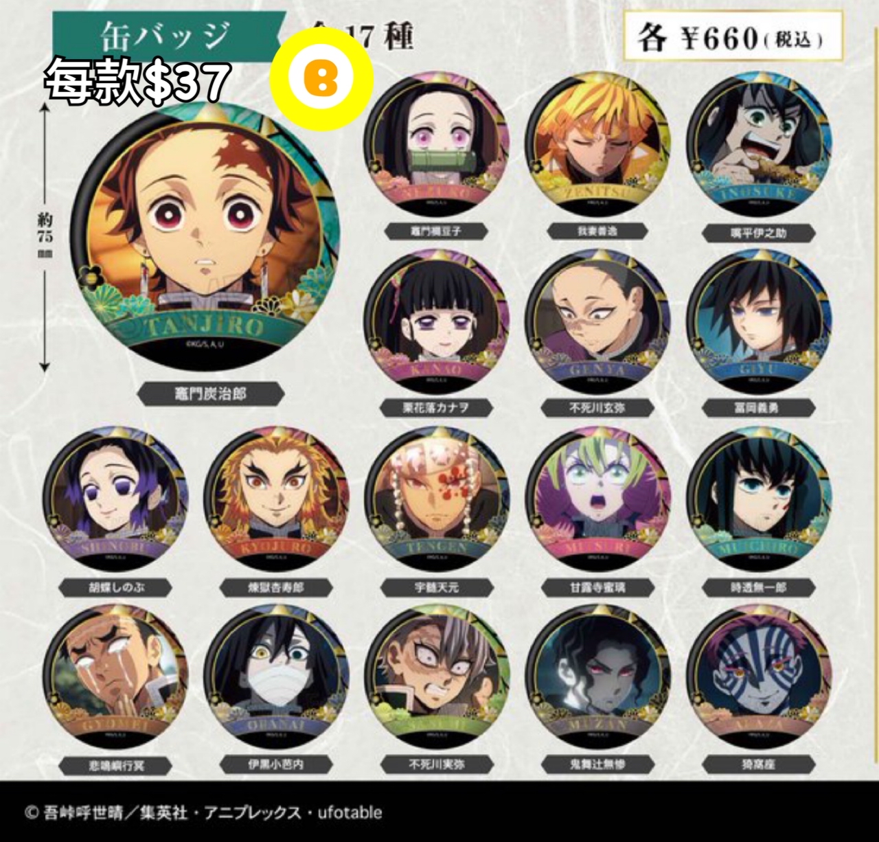 Preorder預訂6/2026年鬼滅之刃螺鈿風襟章（再販）