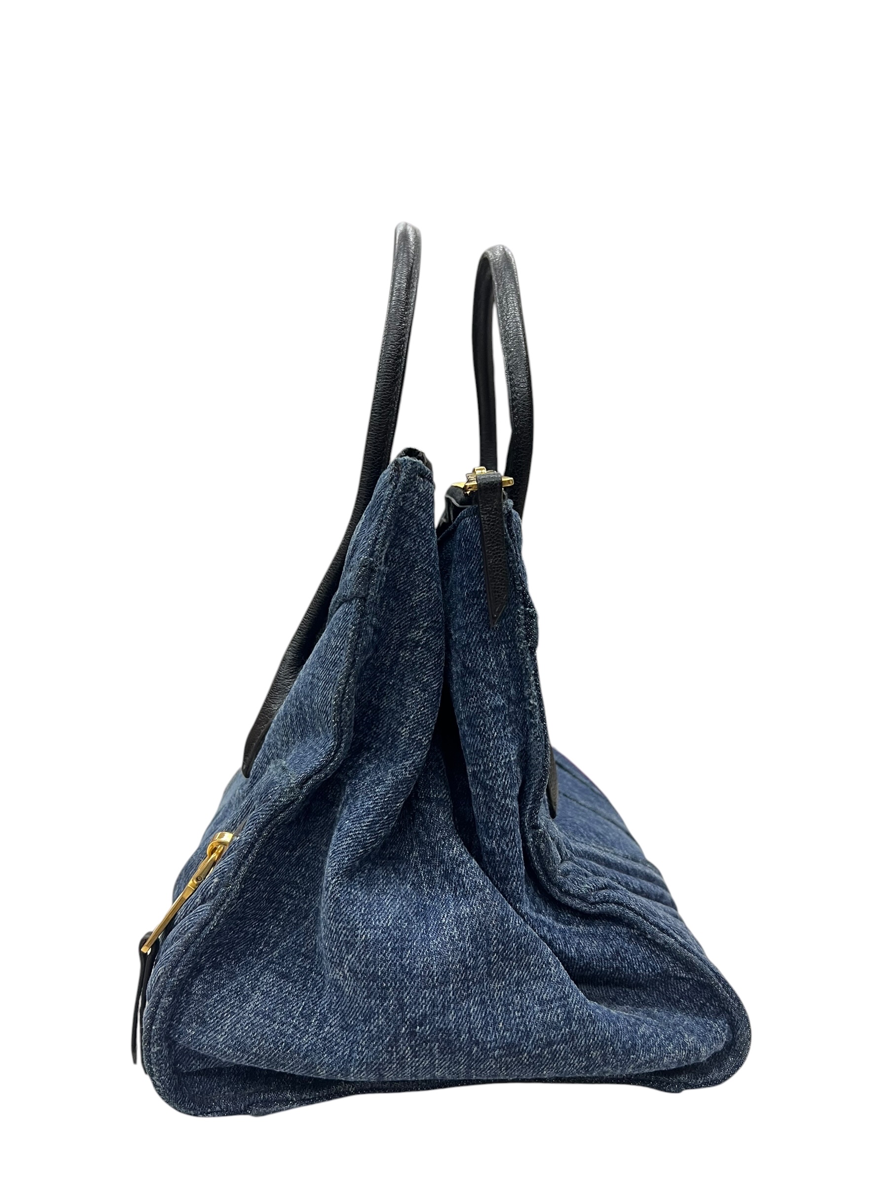 Pre-Owned MIU MIU Matelasse Denim Biker Tote / Product Code: 070726