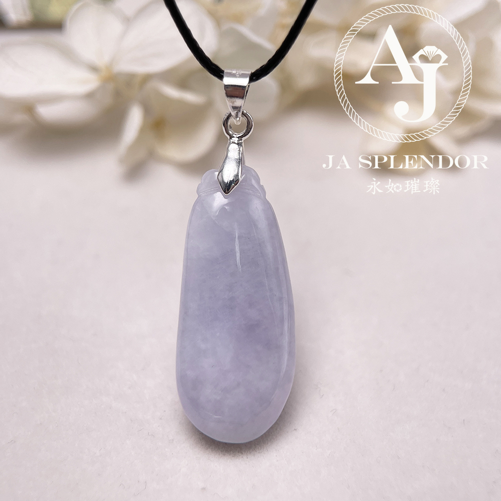 JN-1631 天然翡翠A玉 冰糯濃紫玉福瓜（萬壽果）吊墜