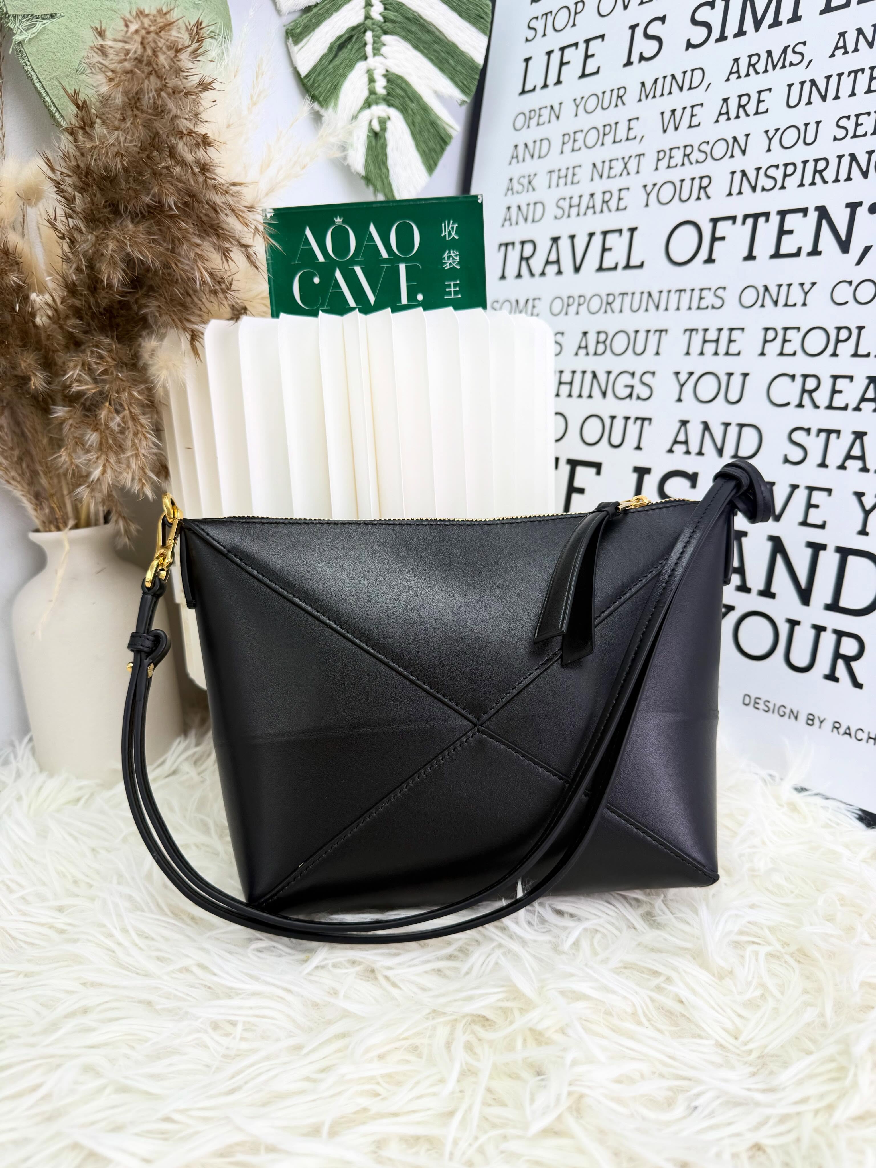 Loewe👜 PRE OWNED 🛍️黑色puzzle fold mini 🖤