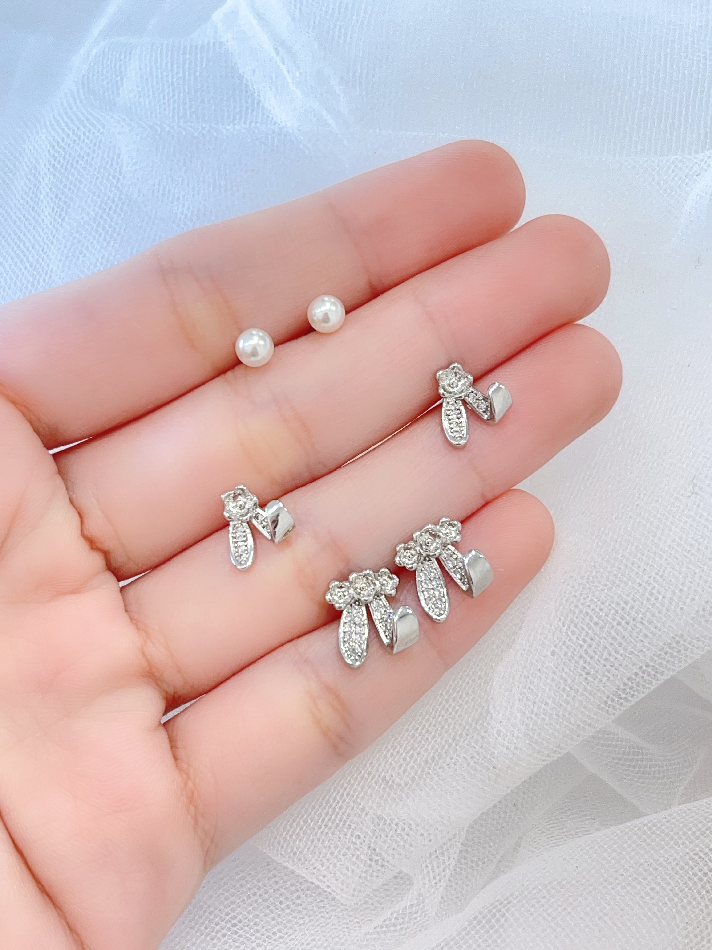 可爱兔耳朵耳环套装