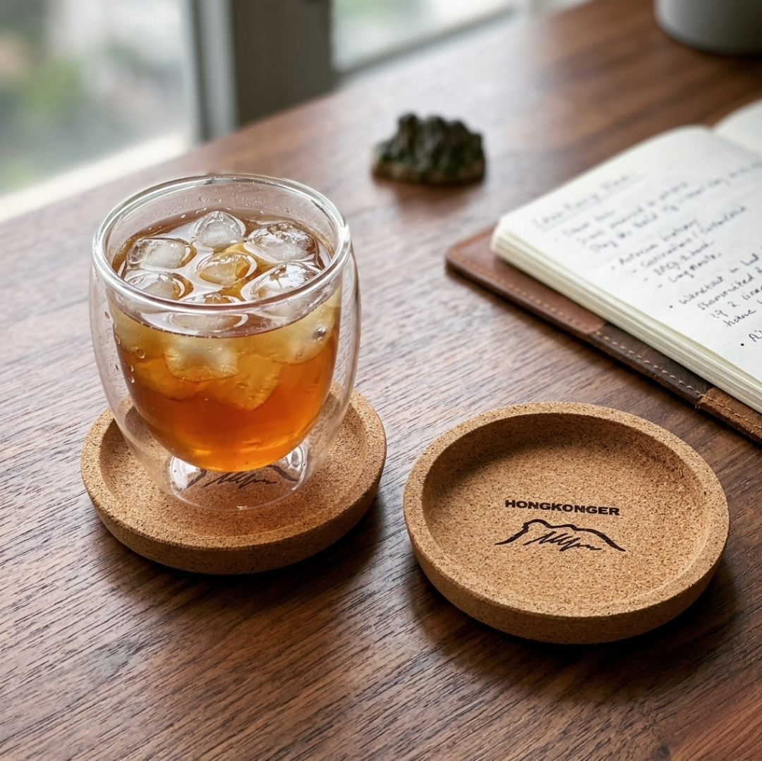 【專屬刻字】HONGERKONGER圓盤形水松防滑杯墊