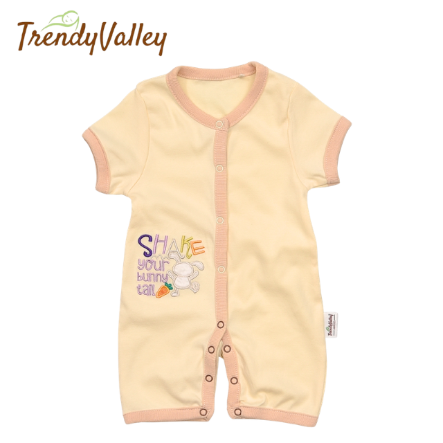Trendyvalley Organic Cotton Short Sleeve Short Pant Baby Romper (SHAKE YOUR BUNNY)