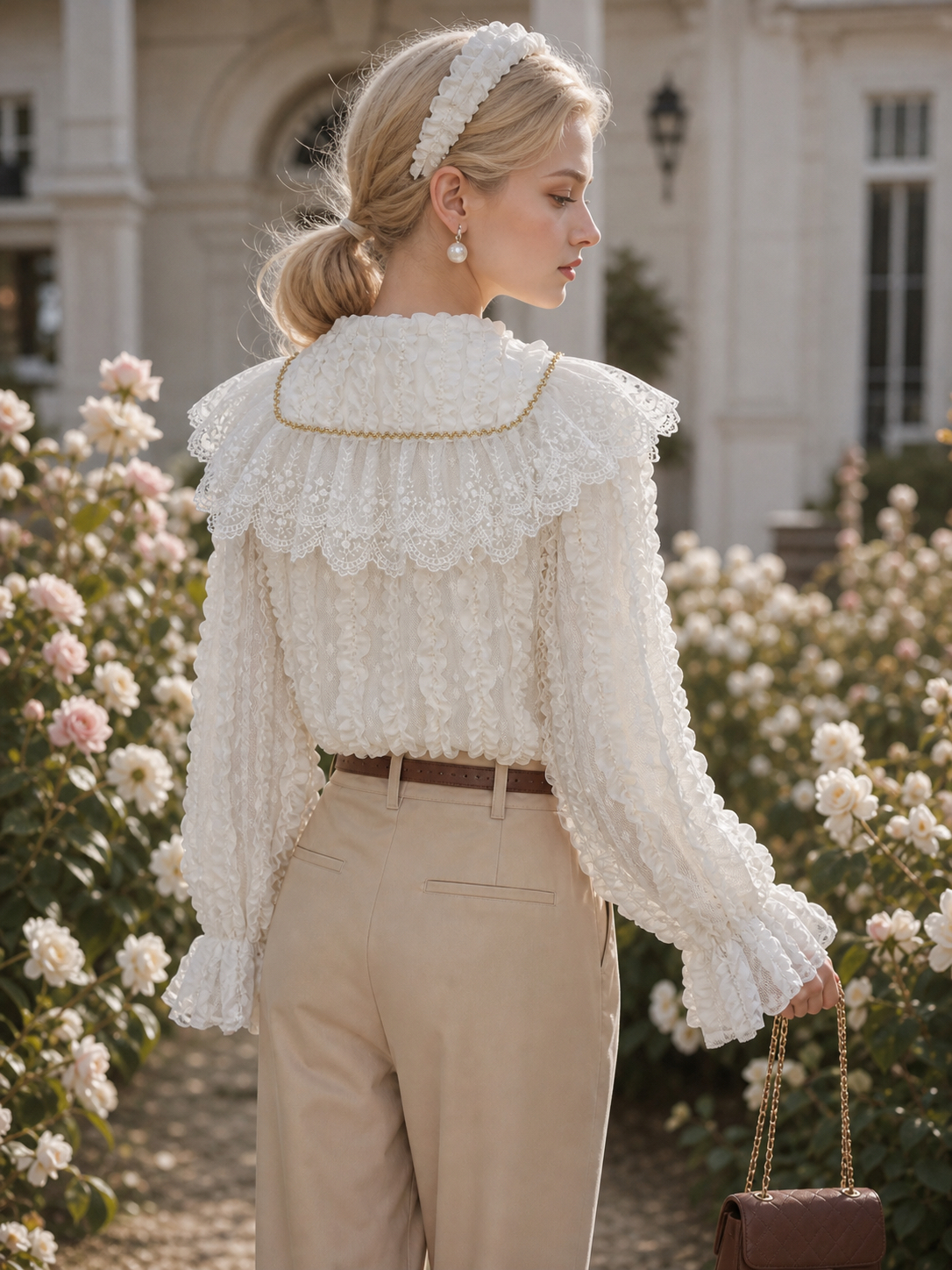 凡爾賽的冬日晨霧 ∙ 重工金絲蕾絲保暖外套式襯衫 Versailles Winter Mist ∙ Gilded Lace Warm Lined Jacket Blouse