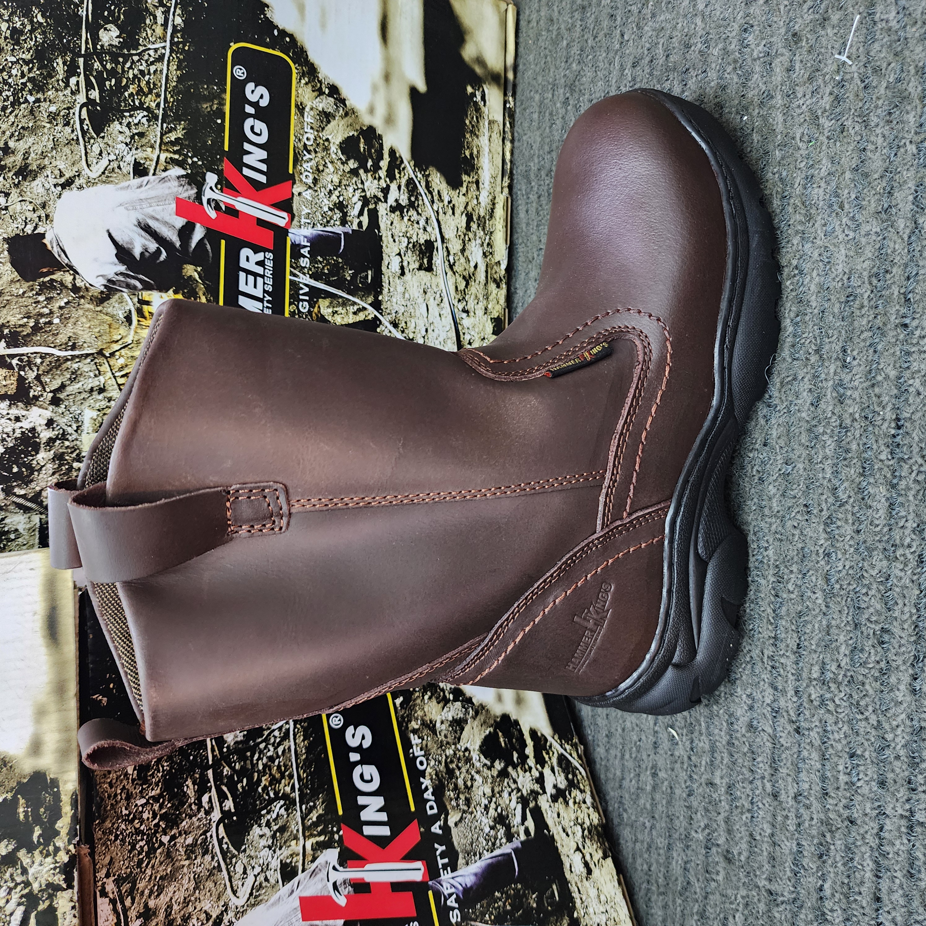 Kasut Hammer Kings Safety 13021 Mens Shoes High Cut Pull-up Steel Toe Cap Leather Working Shoes SIRIM and DOSH Approved Kasut Keselamatan Kasut Lelaki Kulit