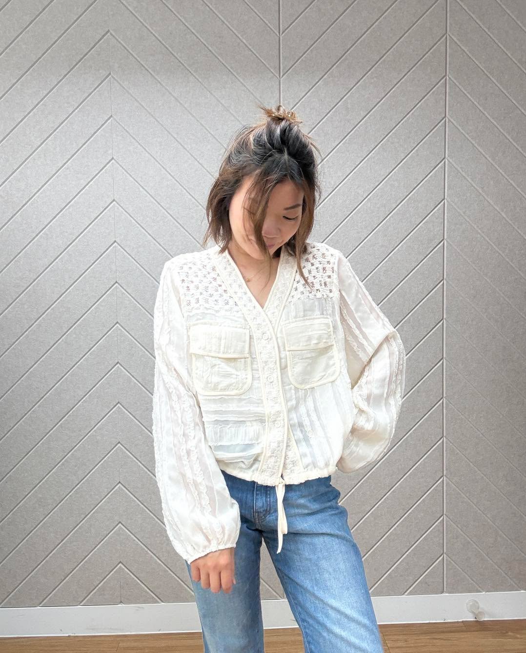 鏤空v領束腳恤衫外套