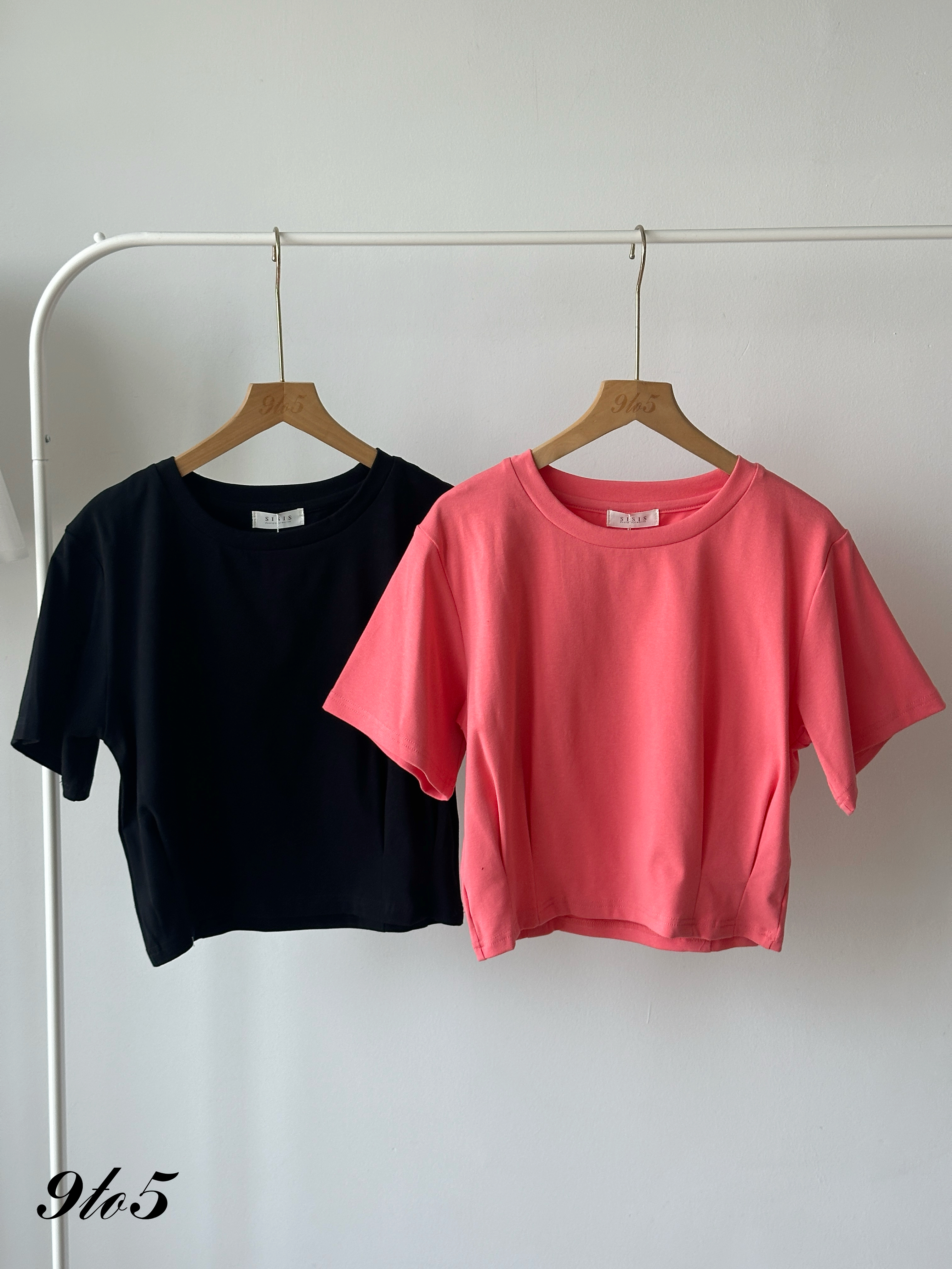 T4370 Short Sleeve Waisted Crop Top - 5 Colors 