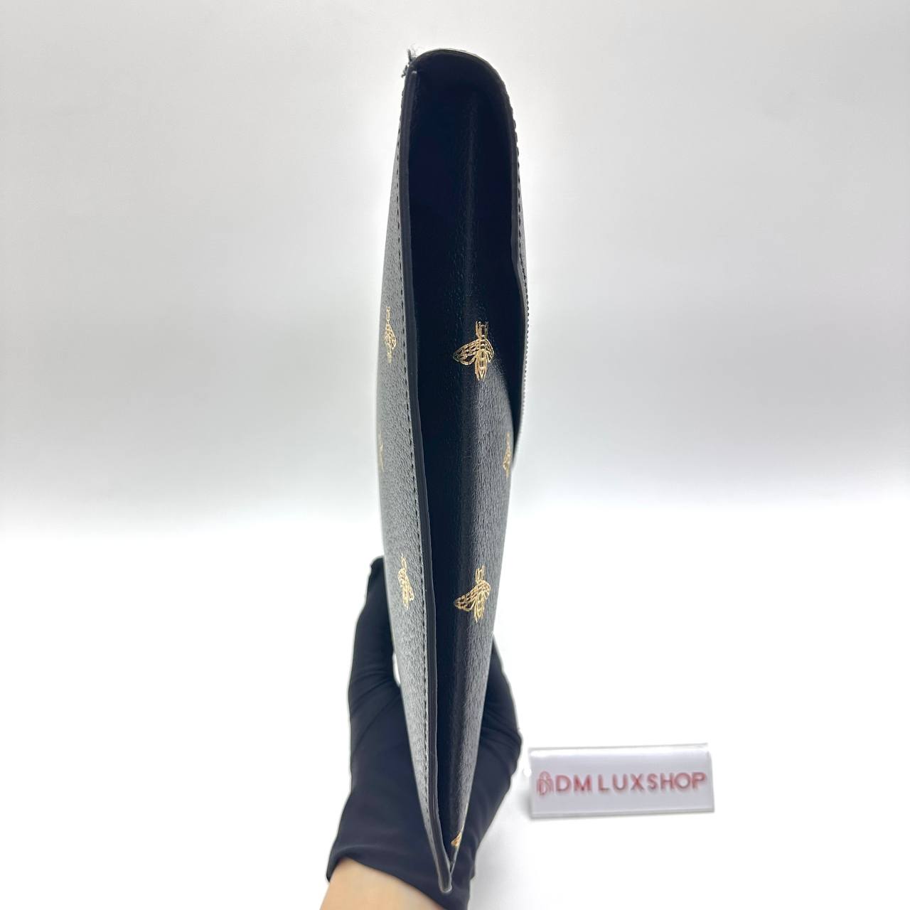 Gucci Black Bee Star Portfolio Clutch