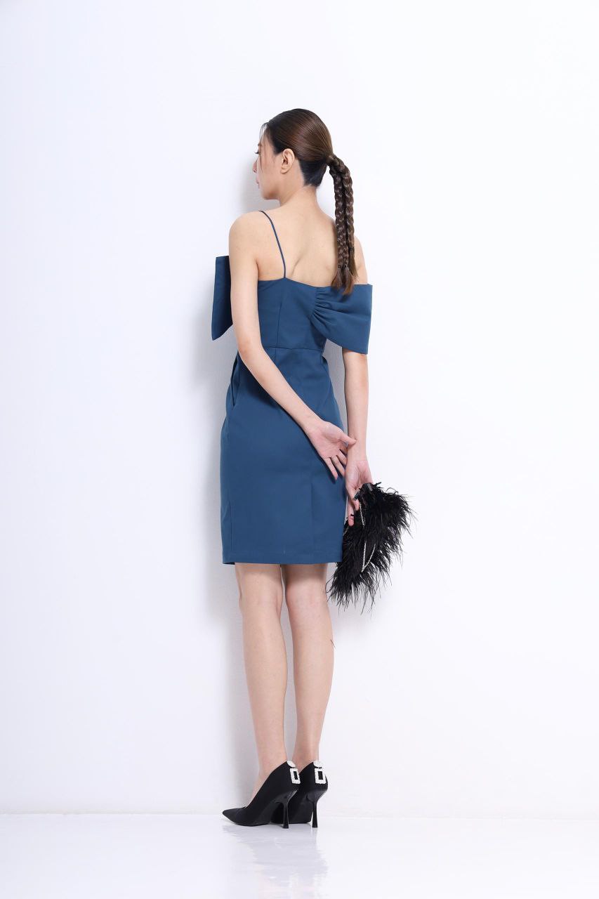 大蝴蝶结设计修身连身裙 2114