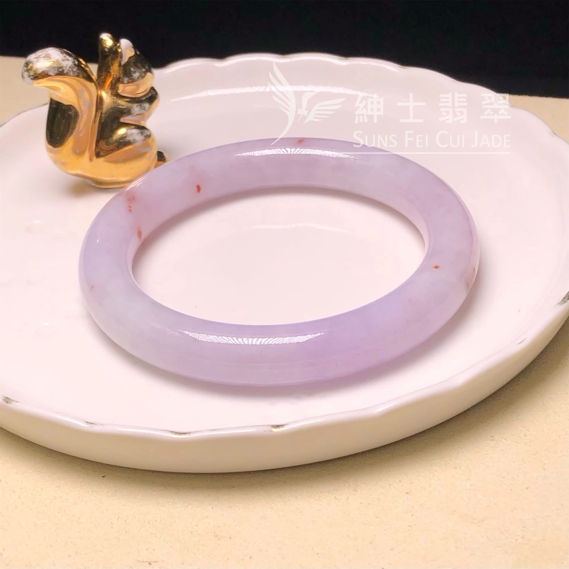 C06786 紫羅蘭帶翡色圓鐲56mm