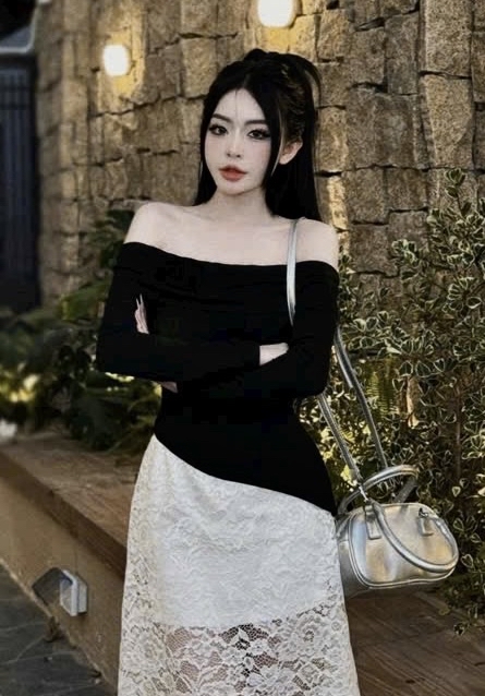 玫瑰花针织长袖上衣