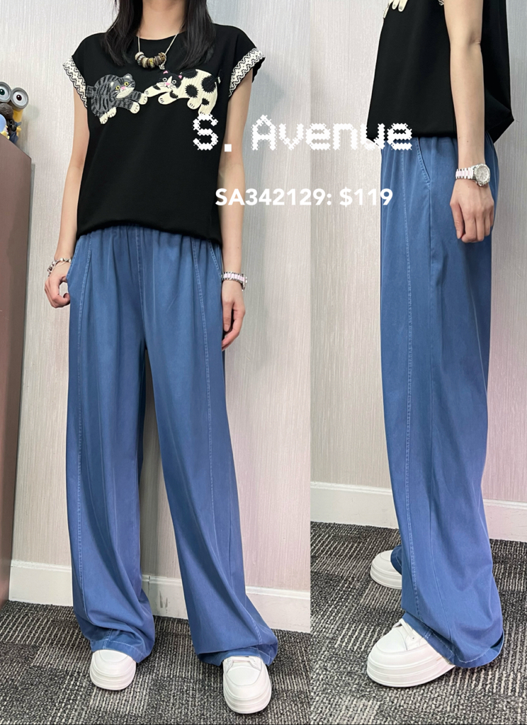 SA342129: 橡筋腰薄身透氣舒服休閒褲