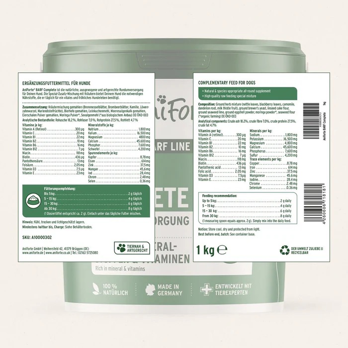 Aniforte BARF COMPLETE (Canine）符合犬隻天性生肉骨飲食營養粉