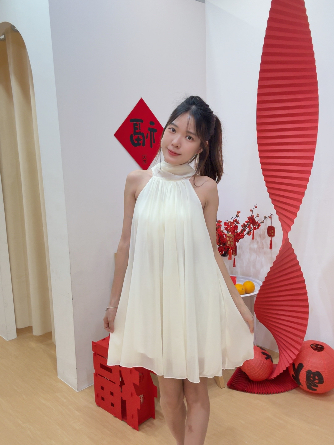 【风菱纱】挂脖仙纱连身裙 R2942