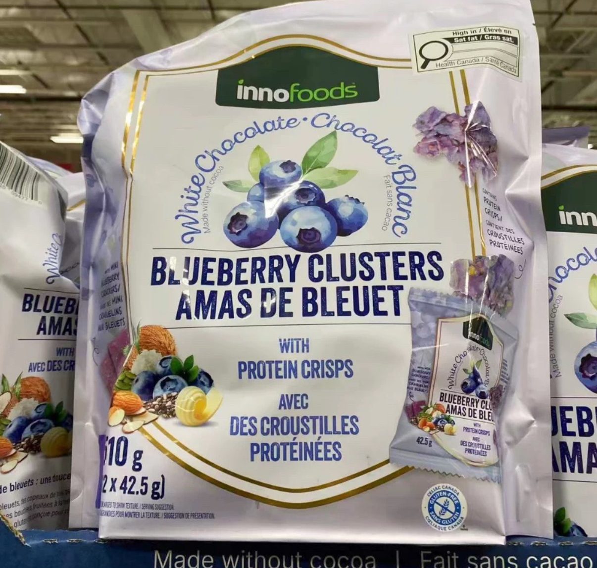 加拿大直送 加拿大直送 InnoFoods White Chocolate Blueberry Clusters 白朱古力藍莓蛋白脆片 ( 42.5gx12包/袋 ) 🫐