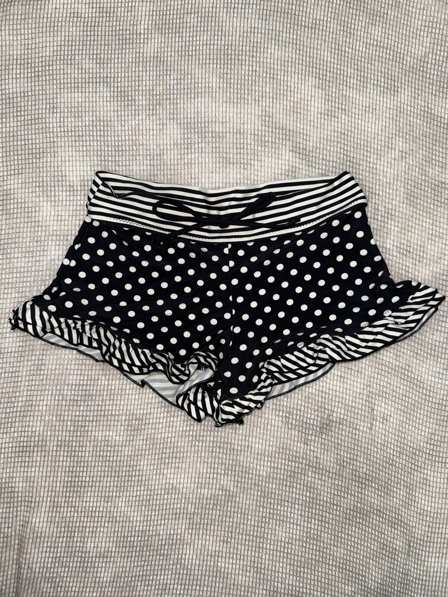Polka Dot and Stripe Mix Ruffle Shorts