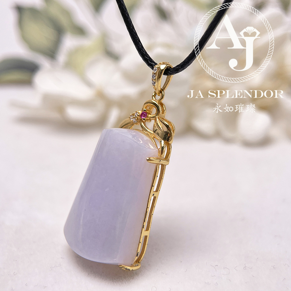 JNS-52 天然翡翠A 冰潤紫羅蘭平安無事牌