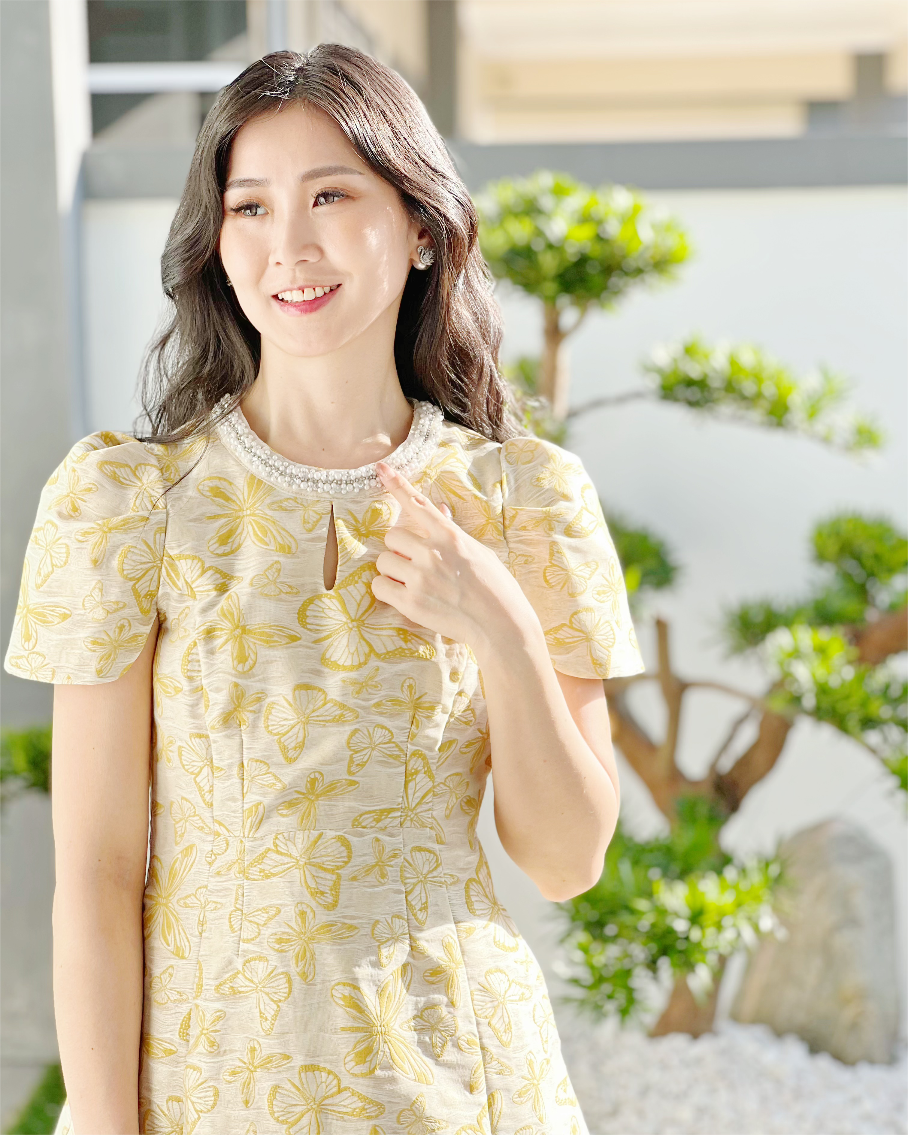 5083 Aqua Butterfly Pearl Mini Dress