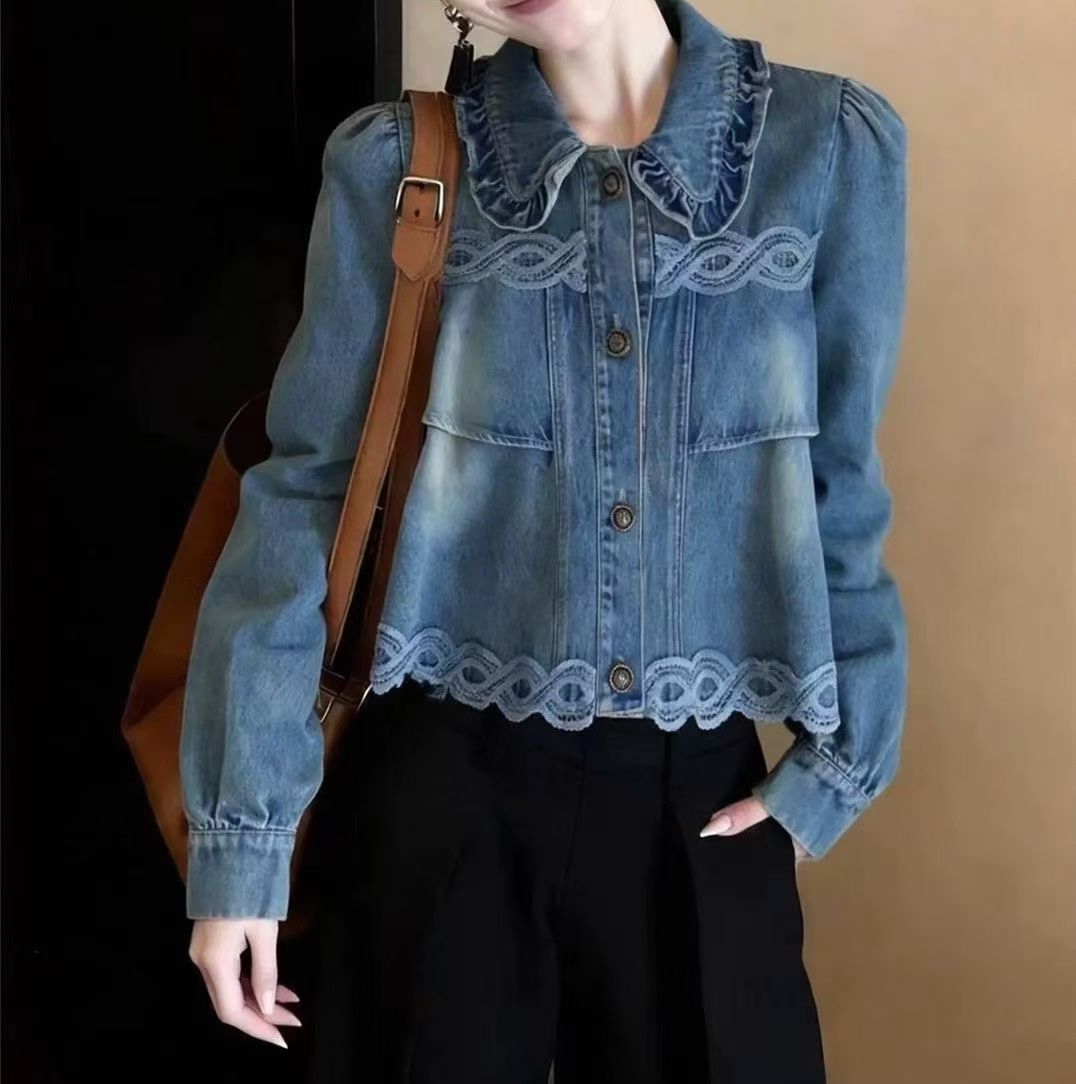 新款🩷 通花邊牛仔Top 