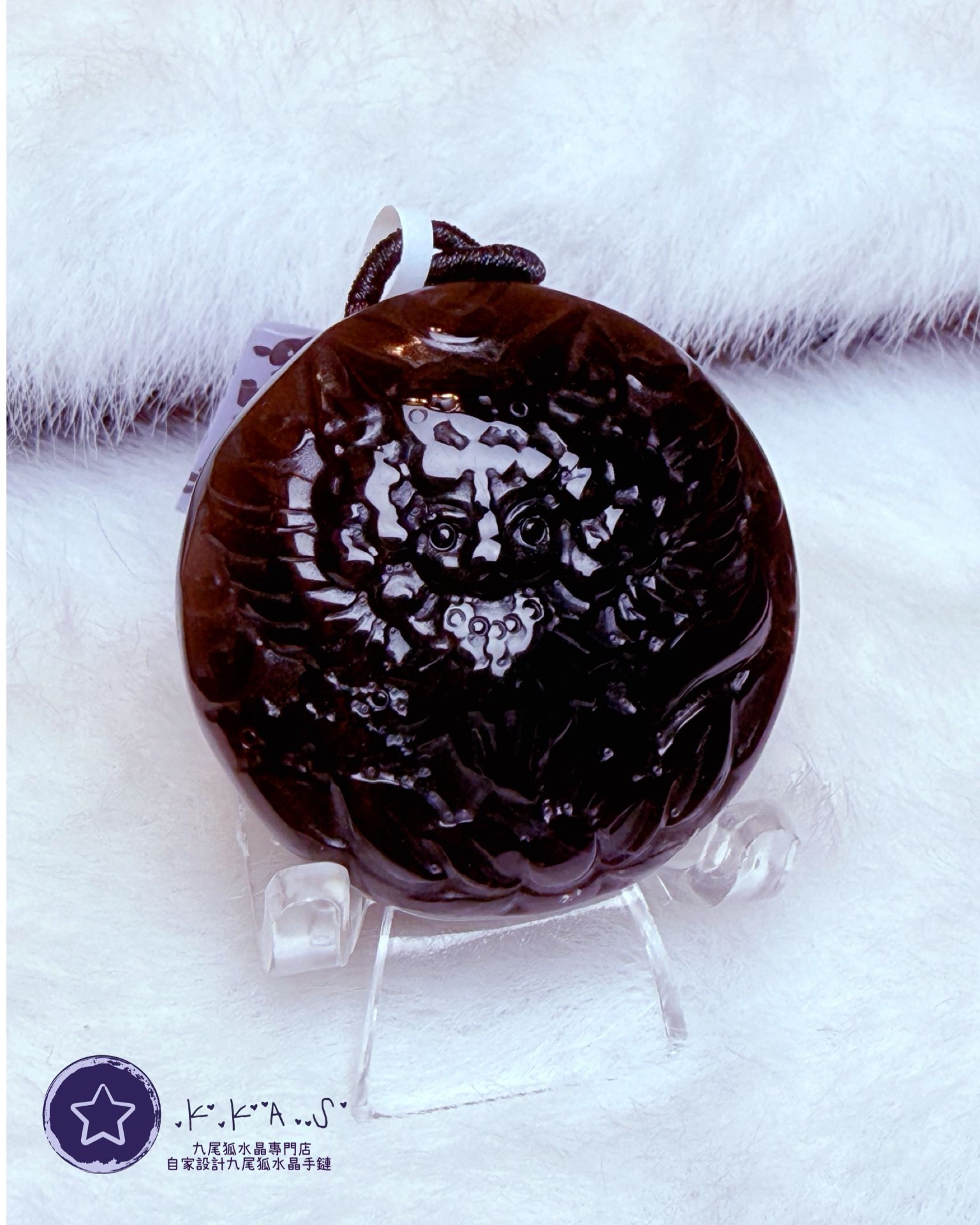 K00184 茶水晶 天使狐女孩 - 吊墜/手牌兩用款
