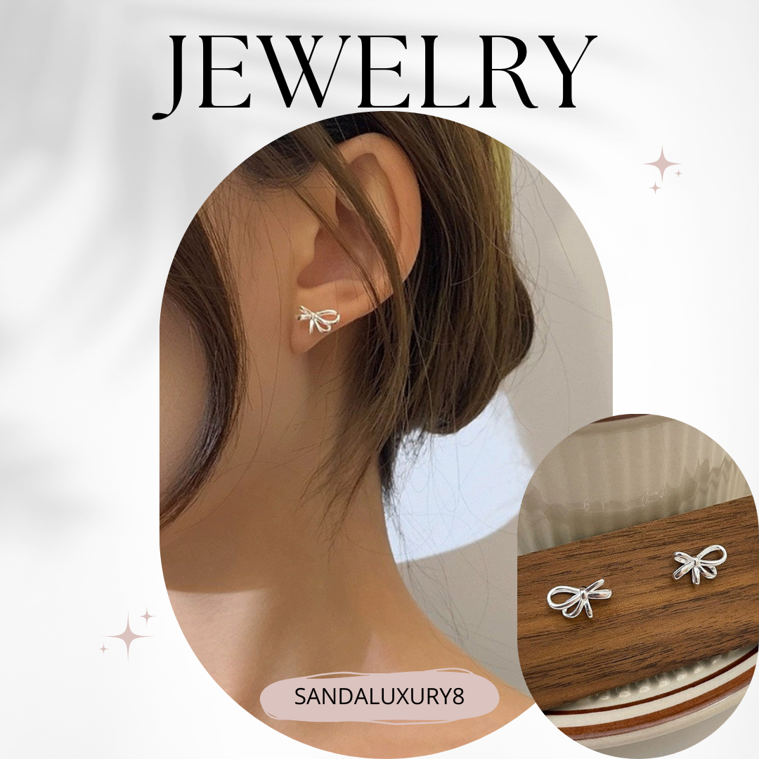 Ribbon Stud Earrings for Women