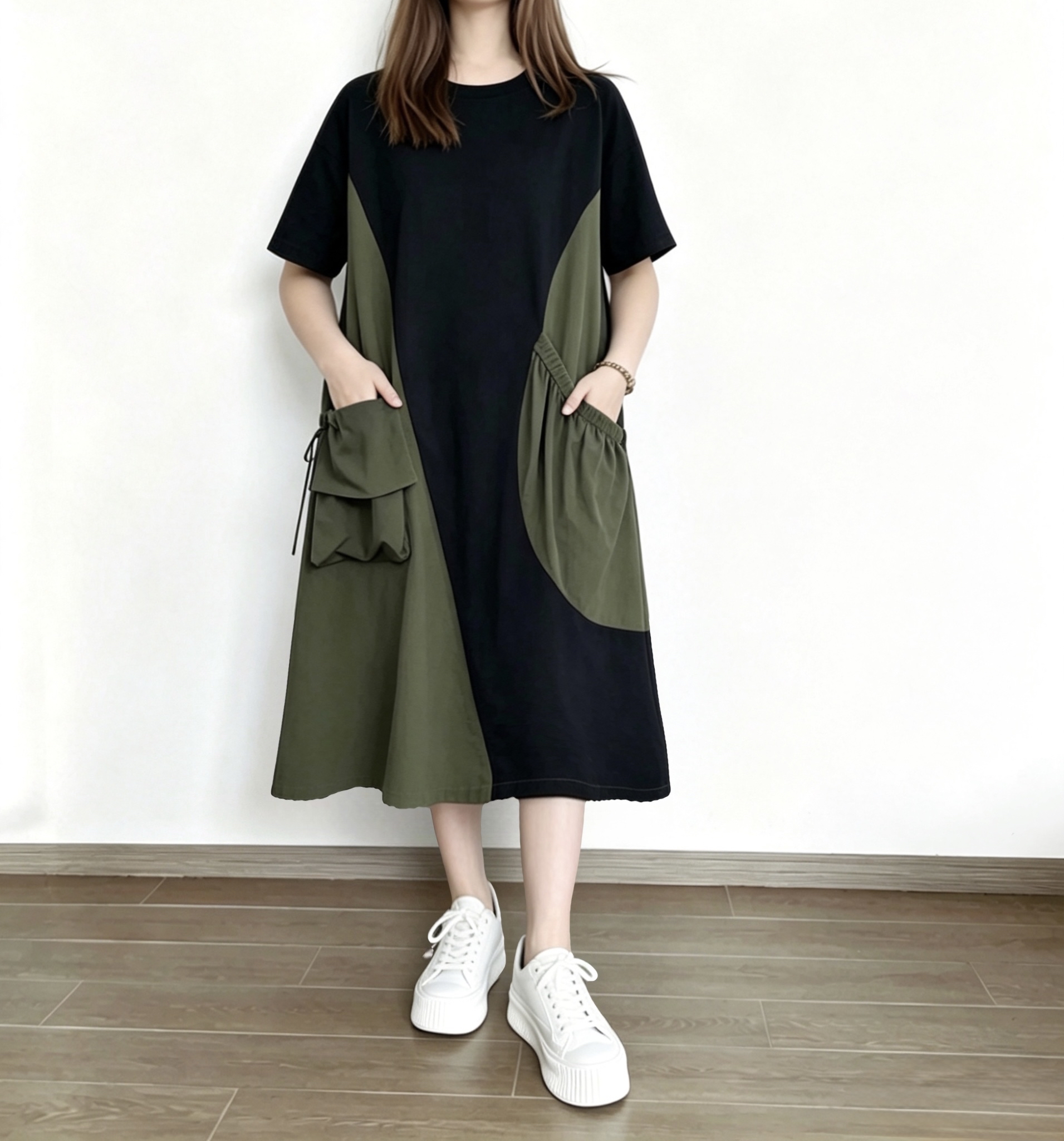 🌼春夏優惠🍀 拼色拼料大口袋Ops