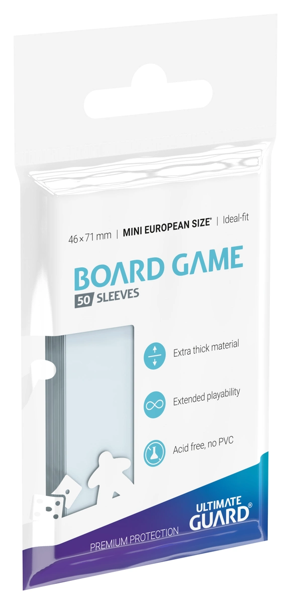 Ultimate Guard 50 - Premium Board Game Sleeves - Mini European - Transparent