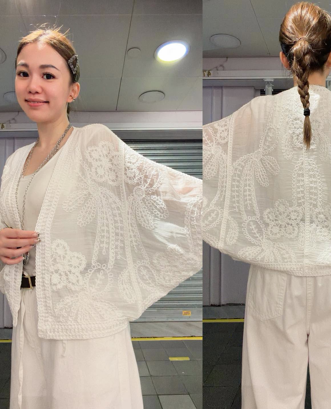 JJ11-刺繡花蝙蝠袖外套 