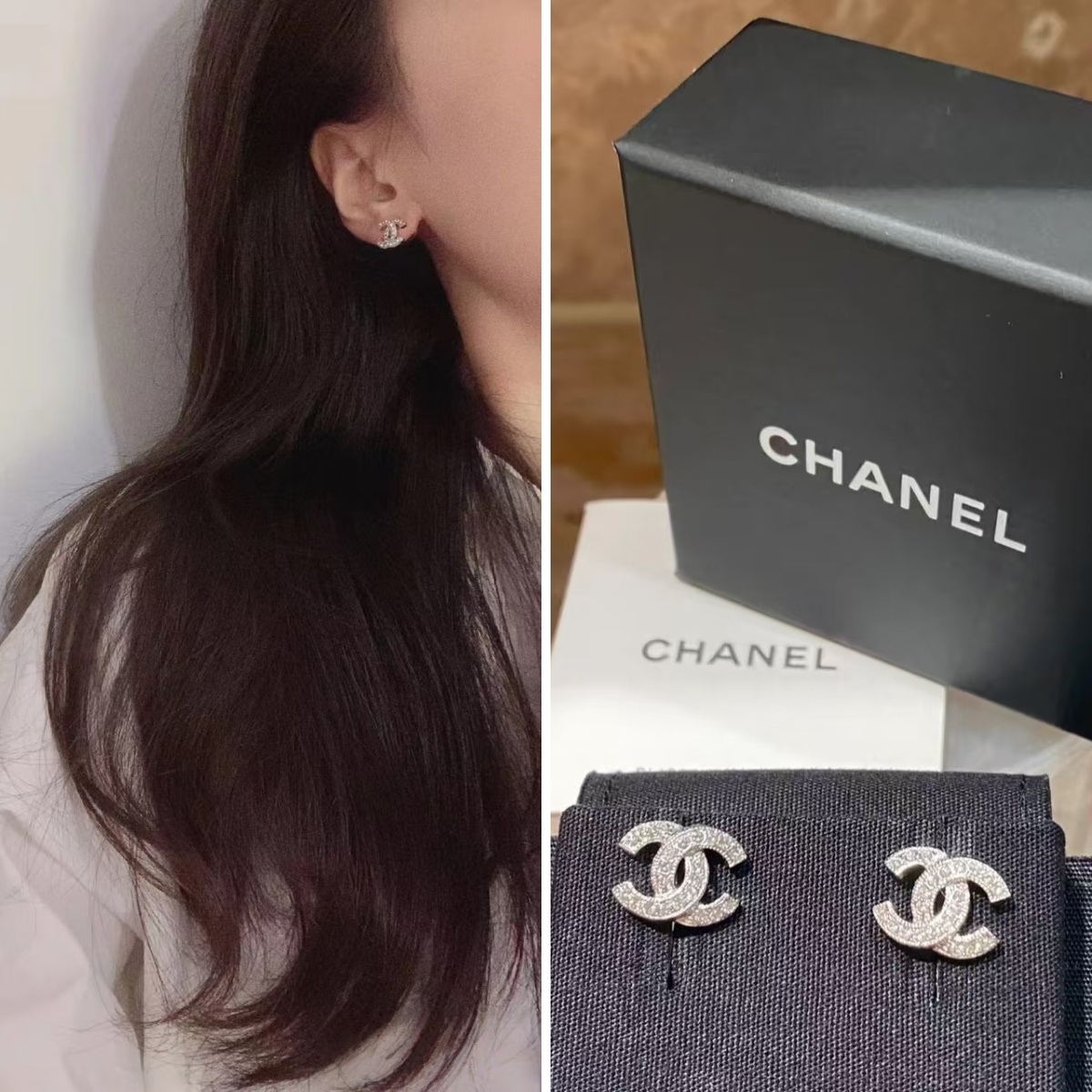 【原單】CHANEL 水鑽CC耳環