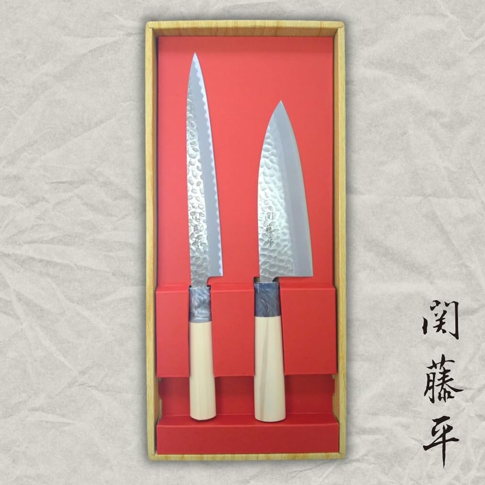 🔥🔥【日本製《關藤平》鎚目刺身刀及出刃刀2件組】