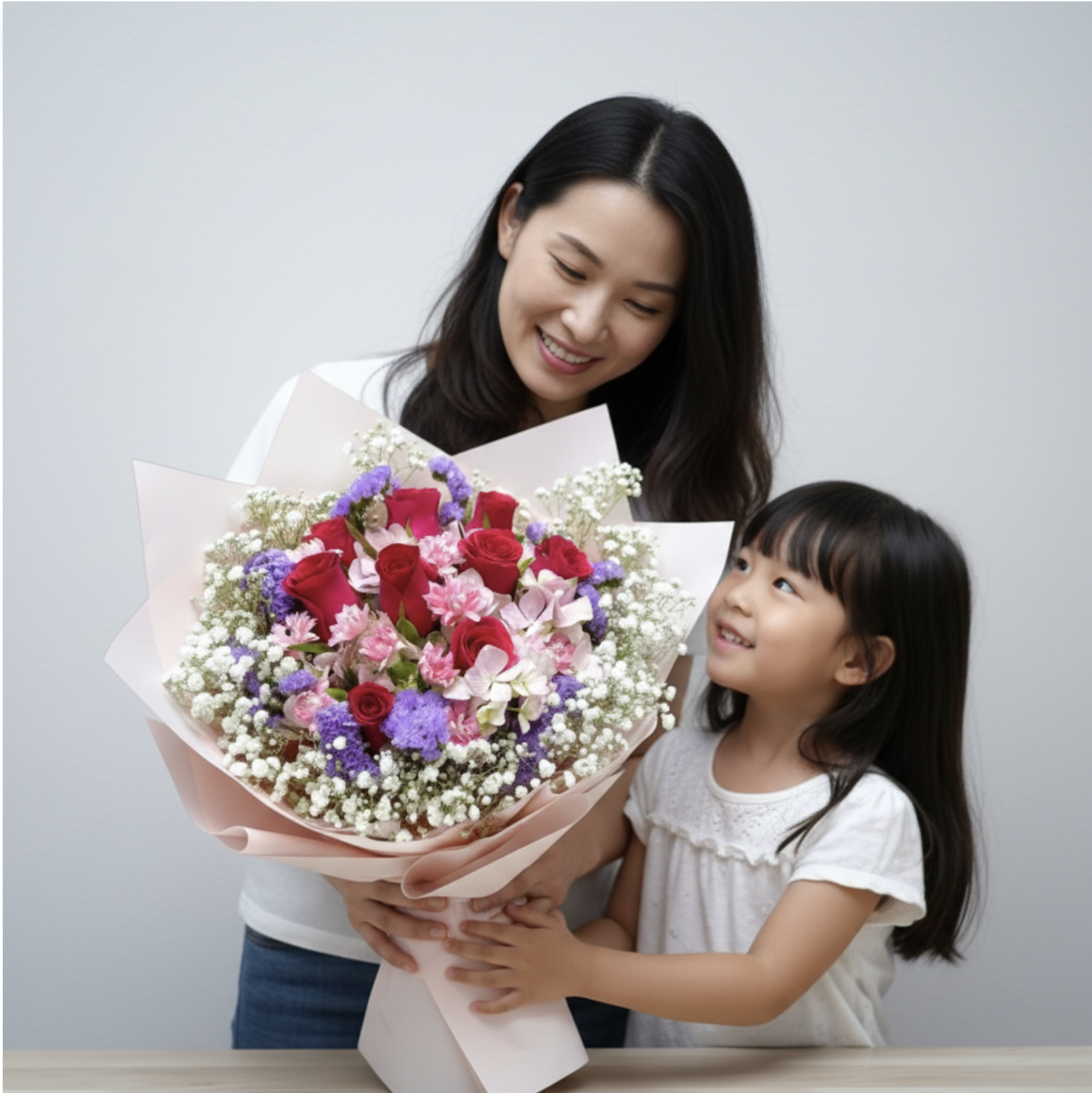 👉🏻鮮👈🏻Full of Love 系列｜粉色繡球丨桃紅玫瑰 9支丨情人節花束丨玫瑰花束丨將軍澳花店丨觀塘花店丨榮休花束丨母親節花束丨