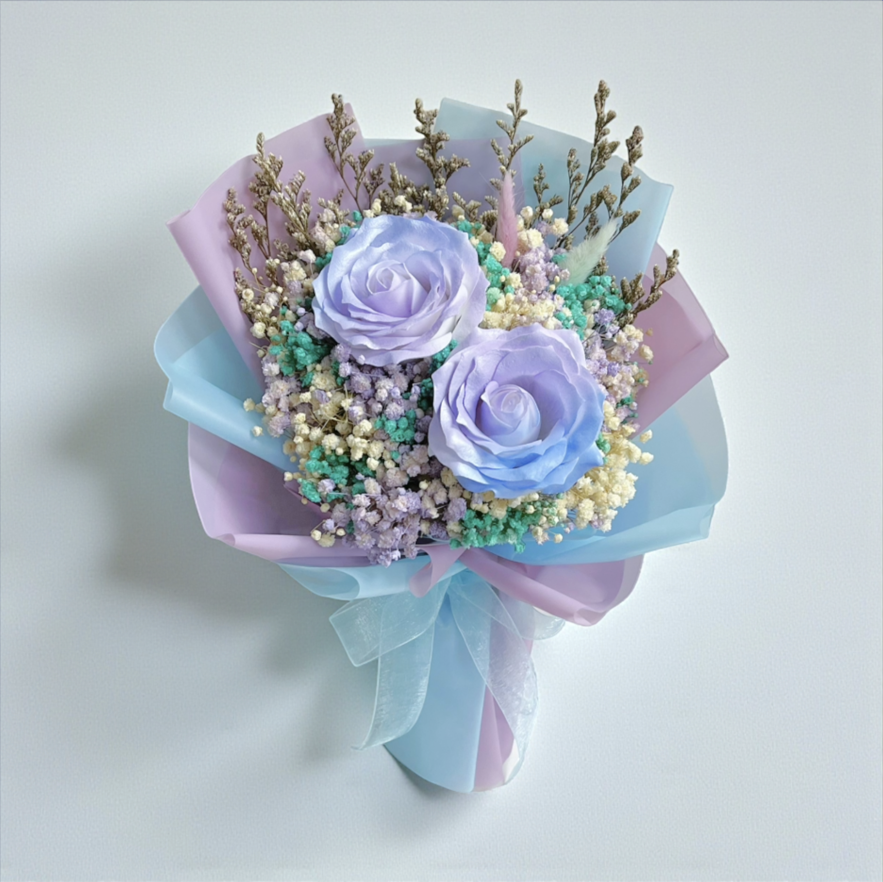  👉🏻乾👈🏻 香皂紫藍大玫瑰丨主花2支丨紫藍系花束丨小花束丨心意小花束丨情人節小花束丨畢業小花束