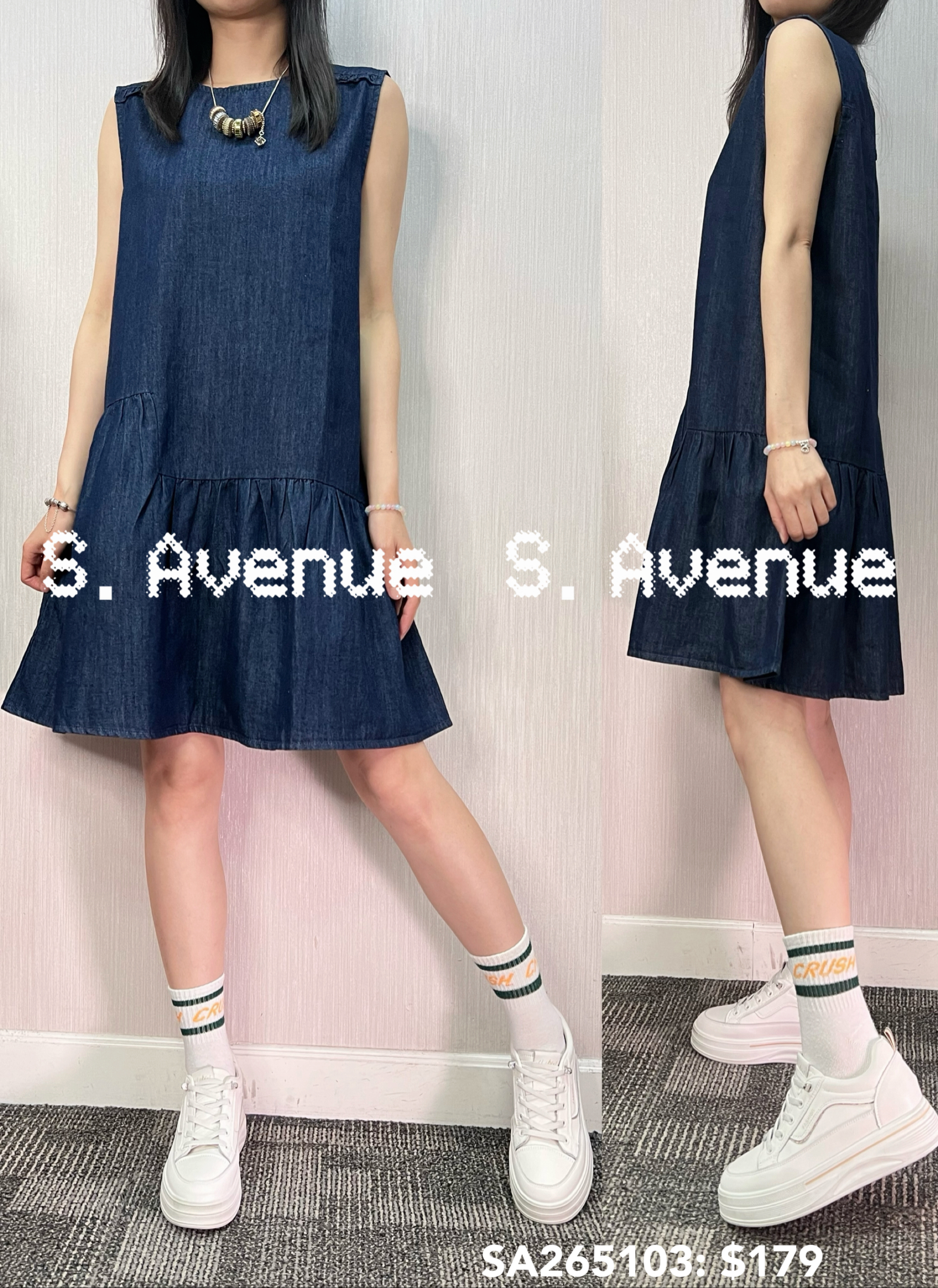 SA265103: 背心牛仔魚尾op