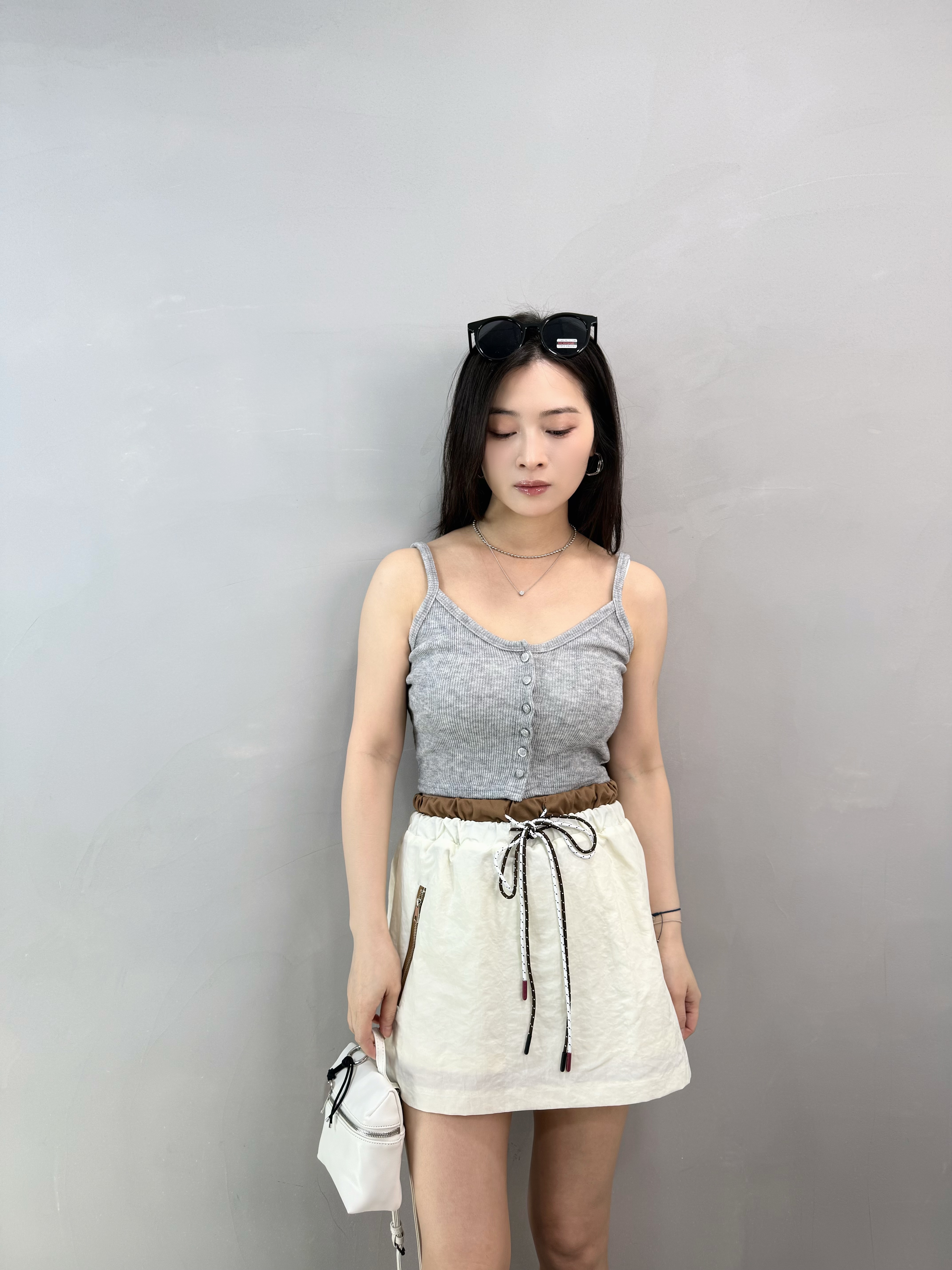 M76 拼色綁帶裙褲