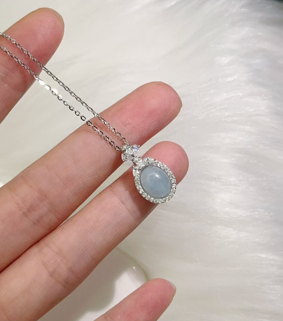 S925銀海藍寶項鏈