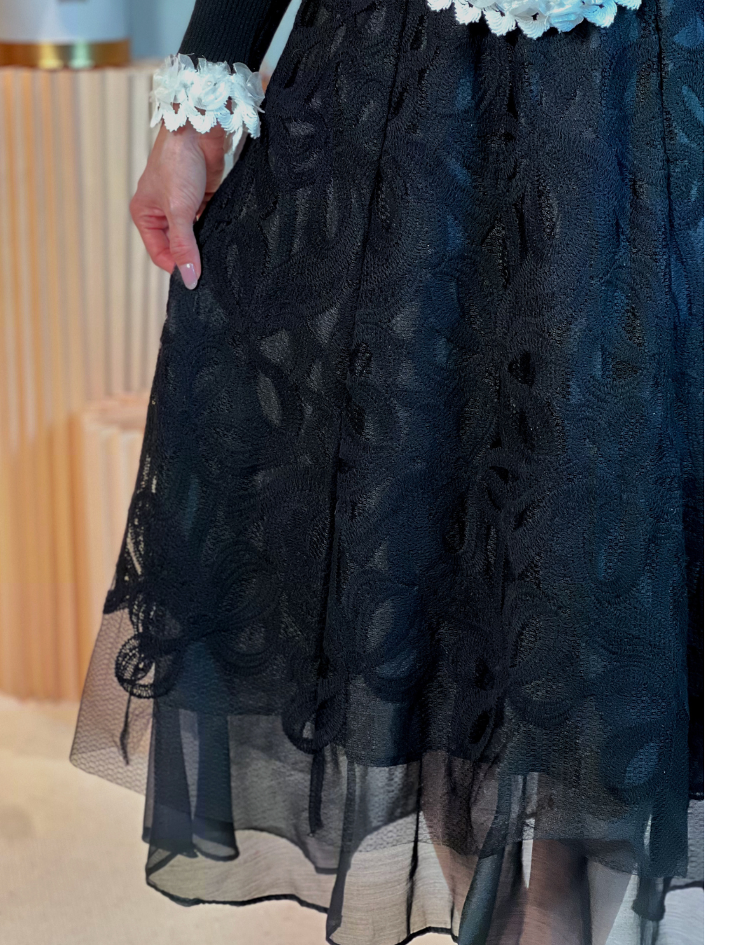5112 Lyuba Floral Mesh Lace Skirt 