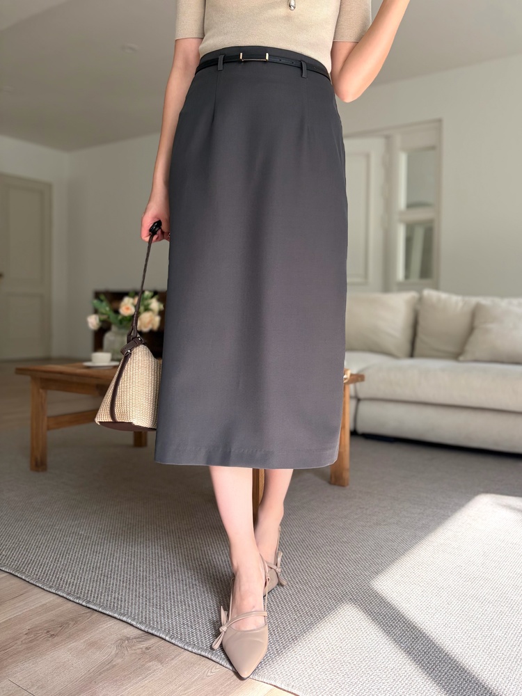 The Classy Belted Skirt (Charcoal)