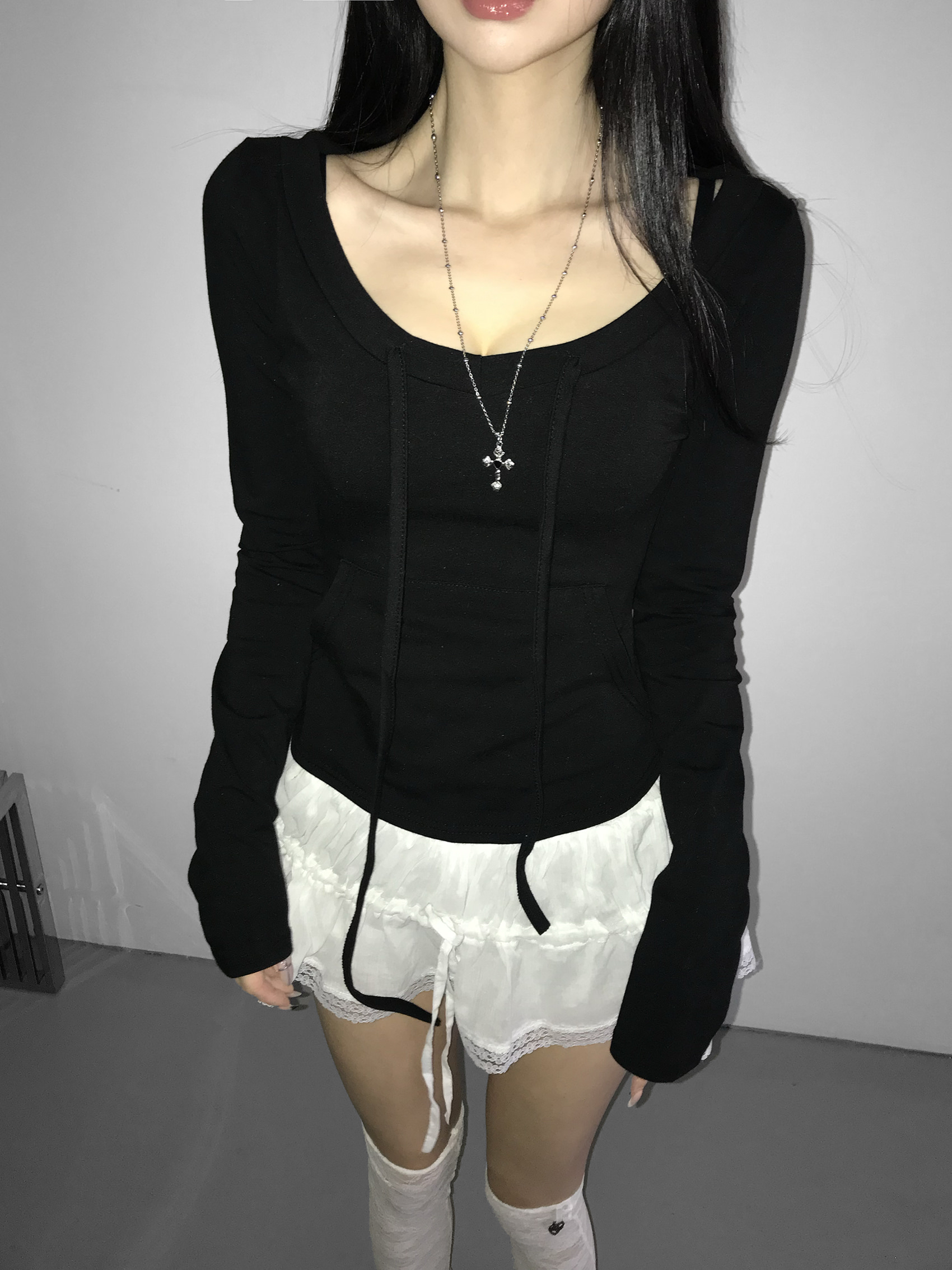 Drawstring Scoop Neck Top