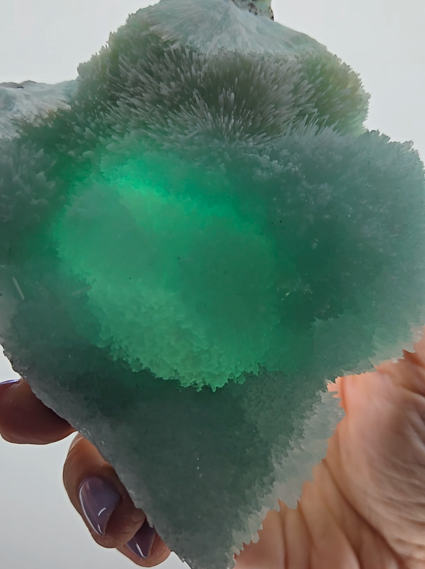 Blue aragonite needle cluster with botryoidal formations - AR54
