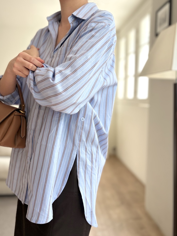 Striped Oversize Shirt (Blue)
