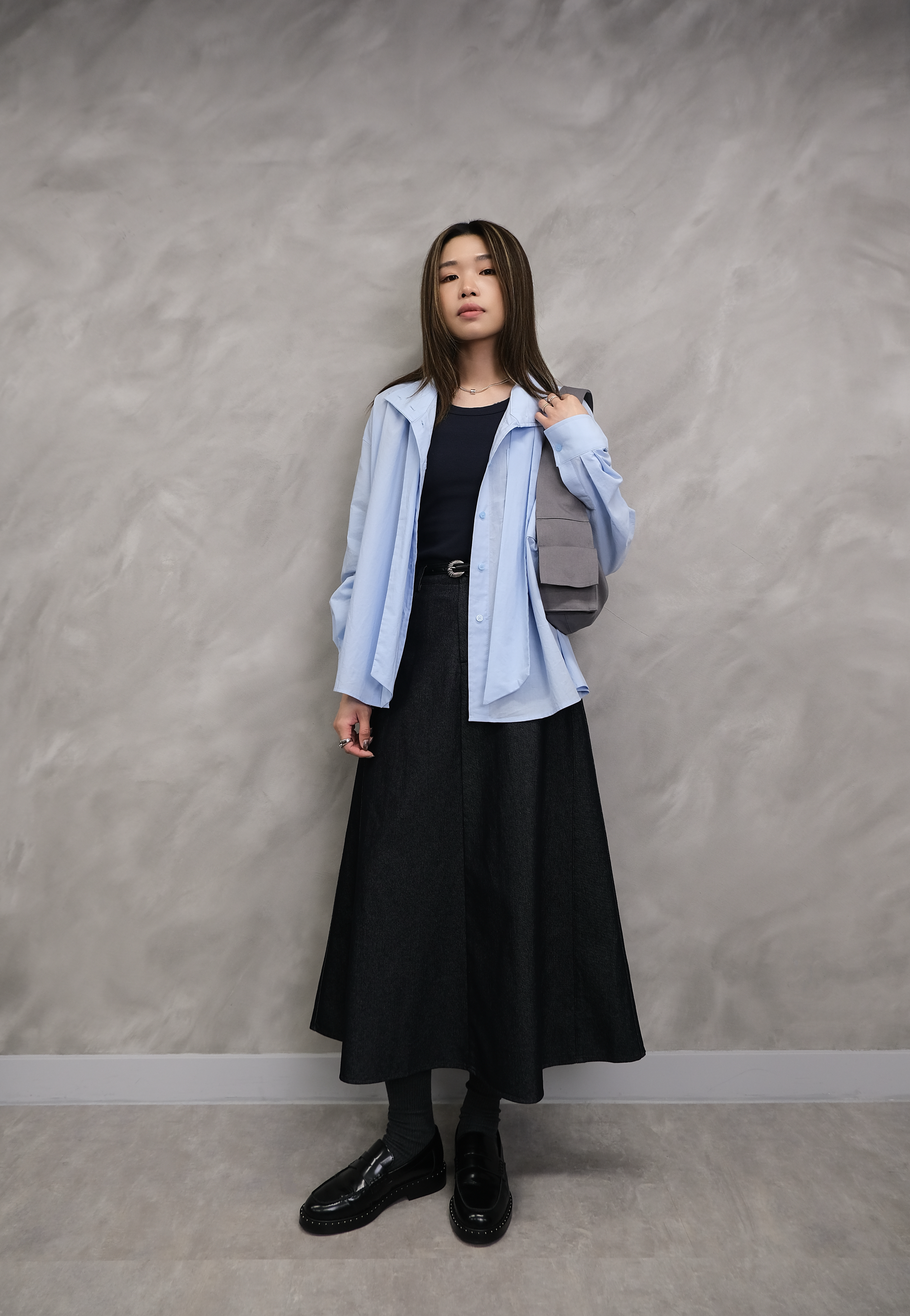 Cotton full skirt (with belt)  #sk37