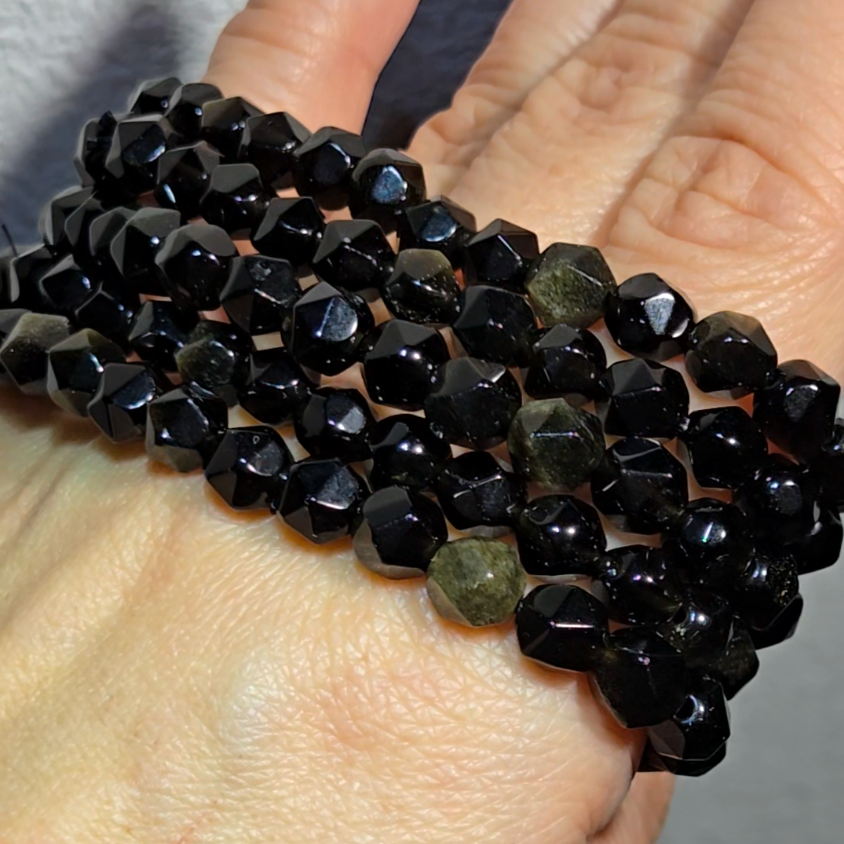Faceted 6.2mm golden obsidian bracelets - JW74