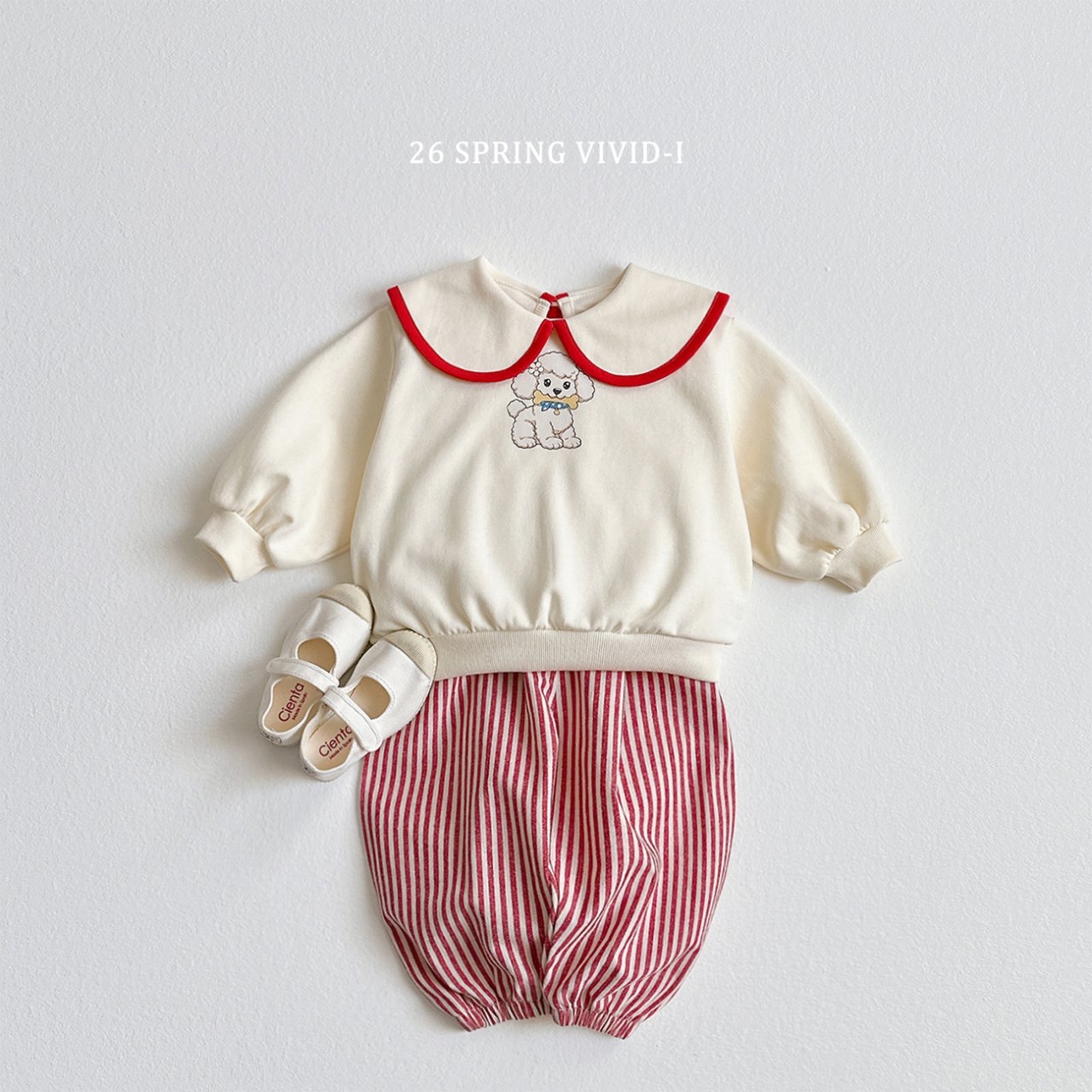 🌸預訂 韓國直送🌸🇰🇷VIVIDI兩色小狗印花翻領寬鬆衛衣