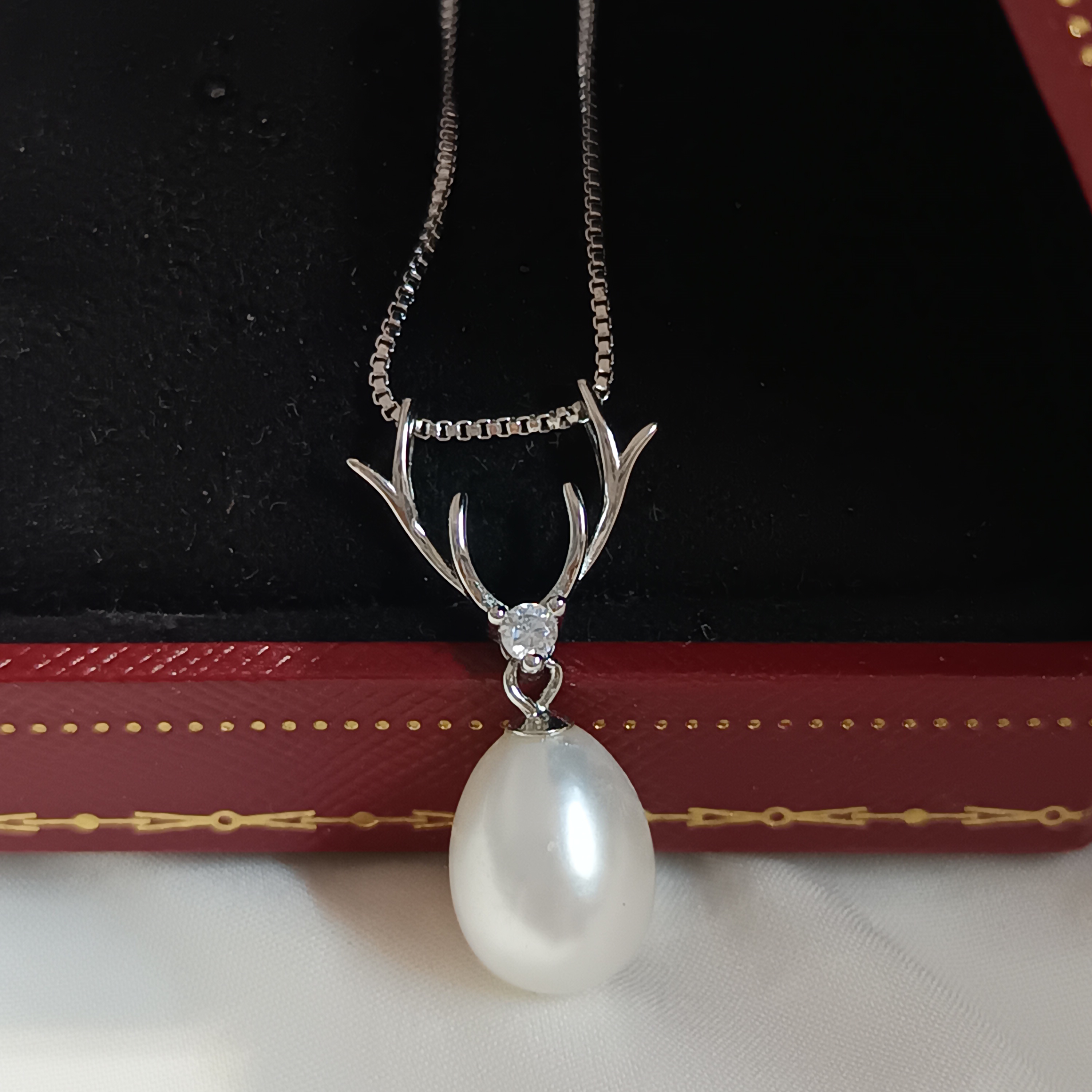 🎉特惠孤品‼️淡水水滴形珍珠s925銀鹿角吊墜