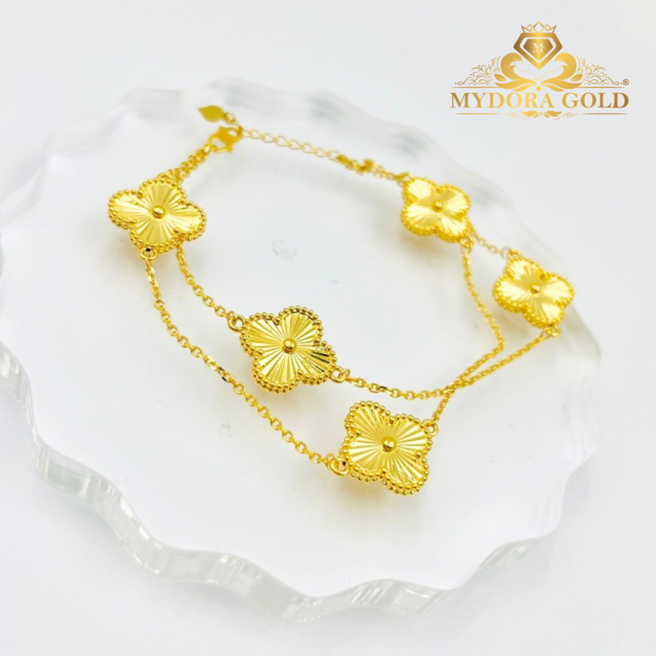 MYDORA Rantai Tangan Sauh Fesyen Double Layer Clover l EMAS 916/22K