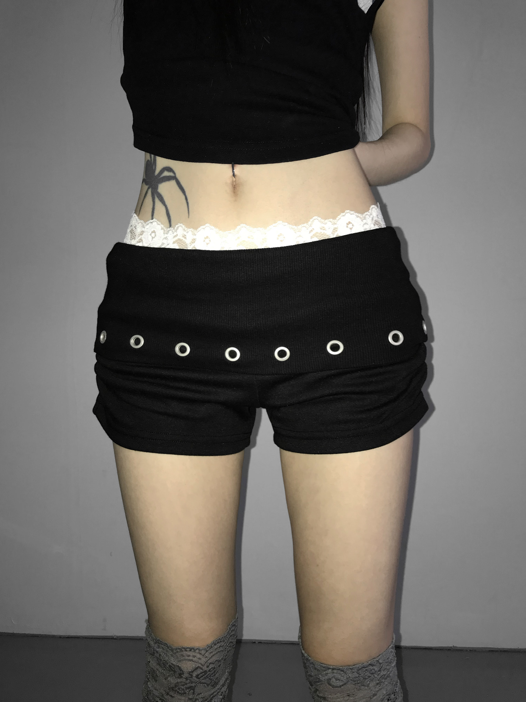 Studded Foldover Mini Shorts