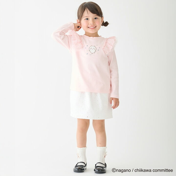 🇯🇵預訂 日本直送🇯🇵 Petit Main x Chiikawa系列三色人物刺繡貼花蕾絲花邊長袖上衣