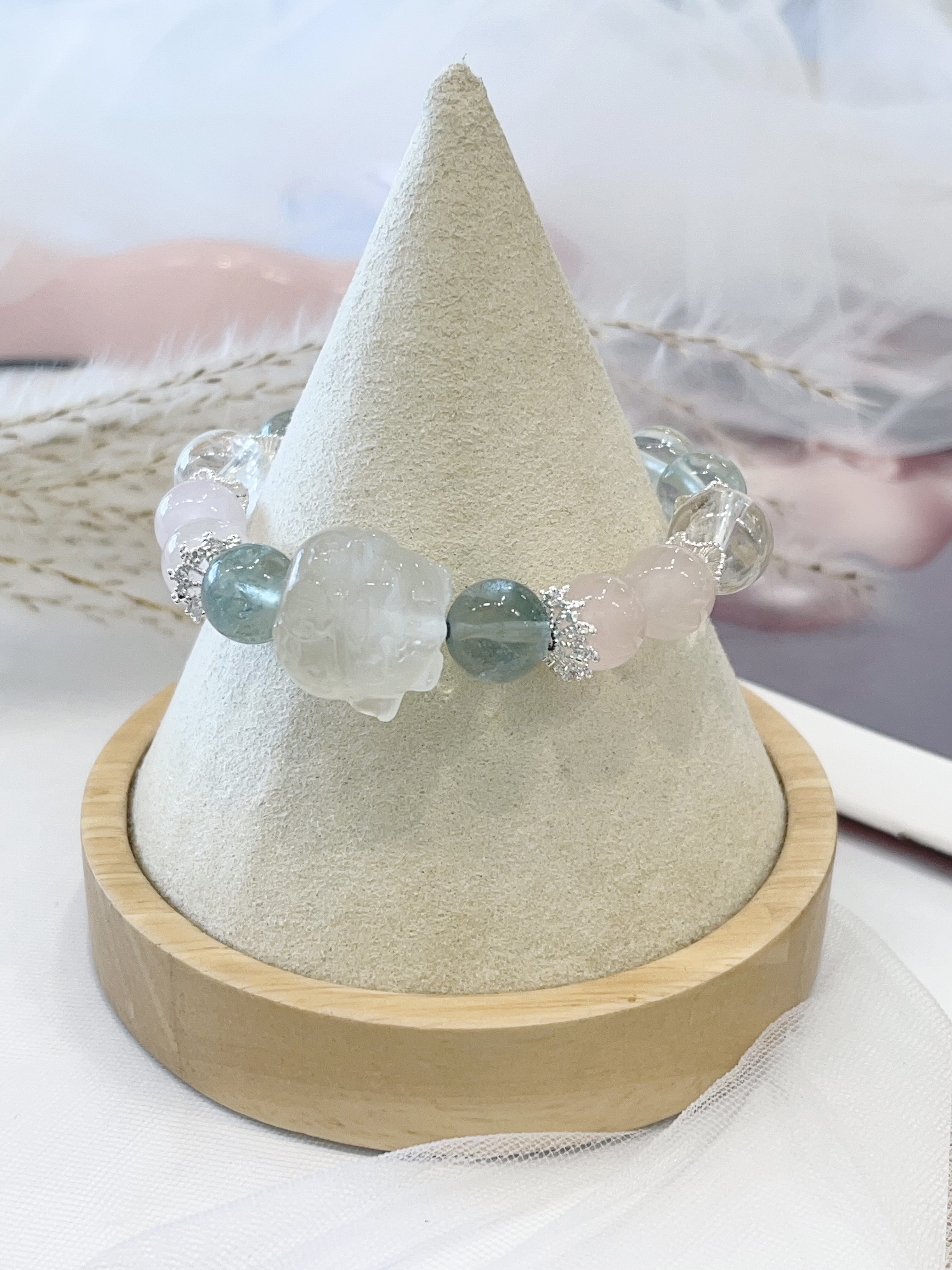 🍋 柠檬黄水晶招财猫× 绿萤石 Lemon Citrine & Green Fluorite ｜10-12mm